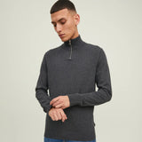 Jack & Jones Plain Quarter Zip Dark Grey Melange