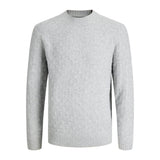 Jack & Jones Structure Knit Pullover In Medium Grey Melange