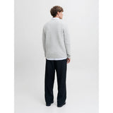 Jack & Jones Structure Knit Pullover In Medium Grey Melange