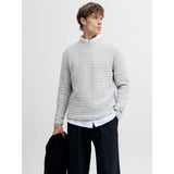 Jack & Jones Structure Knit Pullover In Medium Grey Melange