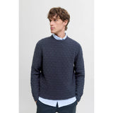 Jack & Jones Structure Knit Pullover In Night Sky