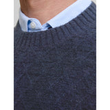 Jack & Jones Structure Knit Pullover In Night Sky