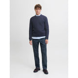 Jack & Jones Structure Knit Pullover In Night Sky