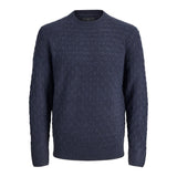 Jack & Jones Structure Knit Pullover In Night Sky