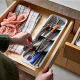 DrawerStore™ Compact Tiered Cutlery Organiser In Stone