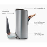 Joseph Joseph Arc 30L Easy-push Stainless-Steel Pedal Bin