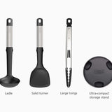 Joseph Joseph Elevate™ Fusion 3-piece Stainless-steel Utensil Set with Compact Stand