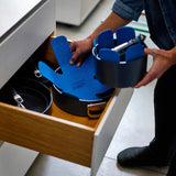 Joseph Joseph Space Folding Handle Ceramic Non-stick 3-piece Blue Saucepan Set