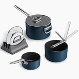 Joseph Joseph Space Folding Handle Ceramic Non-stick 3-piece Blue Saucepan Set
