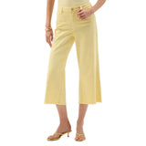 Featherweave Denim Wide Leg Cropped Jeans In Mellow Yellow