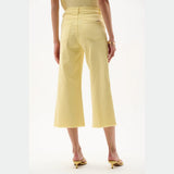 Featherweave Denim Wide Leg Cropped Jeans In Mellow Yellow