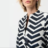 Geometric Jacquard Trapeze Jacket In Navy