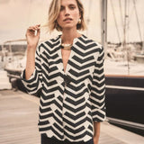Geometric Jacquard Trapeze Jacket In Navy