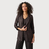 Joseph Ribkoff Abstract Collared Shirt Style In Mocha