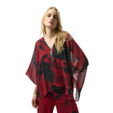 Joseph Ribkoff Abstract Print Poncho Top In Red