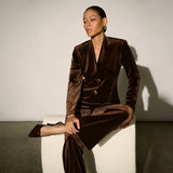 Joseph Ribkoff Bonded Velvet Fitted Blazer In Mahogany