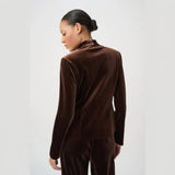 Joseph Ribkoff Bonded Velvet Fitted Blazer In Mahogany