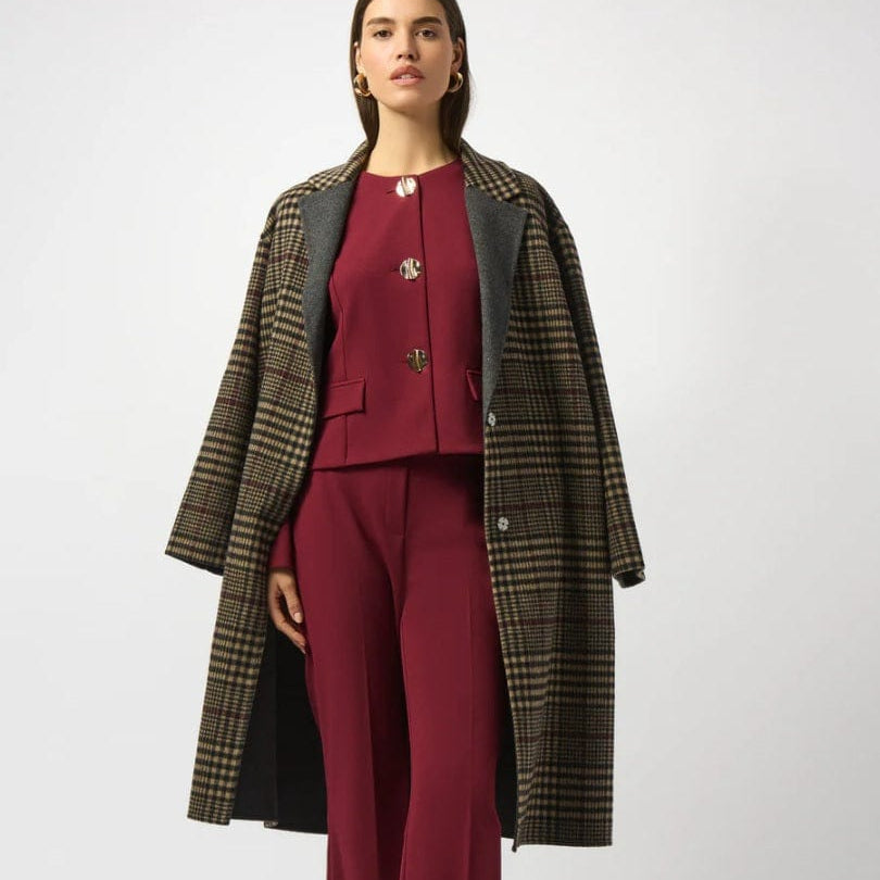 Joseph Ribkoff Checked Coat In Camel Multi