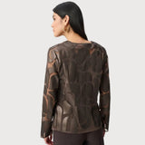 Joseph Ribkoff Chic Abstract Zipper Jacket Style In Bronze