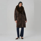 Joseph Ribkoff Detachable Faux-Fur Shawl Collar Coat In Mocha