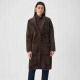 Joseph Ribkoff Detachable Faux-Fur Shawl Collar Coat In Mocha