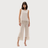 Joseph Ribkoff Embroidered Cropped Trousers Style In Moonstone