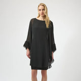 Joseph Ribkoff Feather Cuff Detail Dress In Black