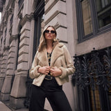 Joseph Ribkoff Foiled Faux Suede Jacket Style In Taupe