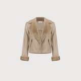 Joseph Ribkoff Foiled Faux Suede Jacket Style In Taupe