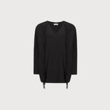 Joseph Ribkoff Fringe V-neck Pullover Style In Black