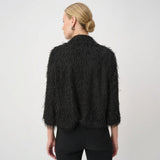Joseph Ribkoff Fringed Cropped Blazer In Black
