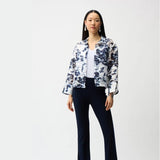 Joseph Ribkoff Jacquard Organza Floral Jacket In Midnight Blue