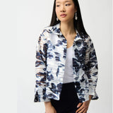 Joseph Ribkoff Jacquard Organza Floral Jacket In Midnight Blue