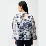 Joseph Ribkoff Jacquard Organza Floral Jacket In Midnight Blue