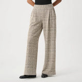 Joseph Ribkoff Plaid Boucle Wide-Leg Pants In Beige