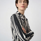 Joseph Ribkoff Rhinestone Trim Zebra Print Blazer In Black