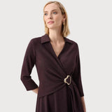 Joseph Ribkoff V-neck Belted Midi Dress In Berry