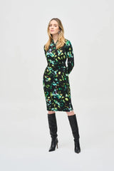 Joseph Ribkoff Wrap Dress In Black Multi