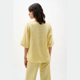 Linen Straight Top With V-notch In Mellow Yellow