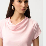 Recycled Satin Top With Cowl Neckline In Petal Pink