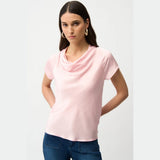 Recycled Satin Top With Cowl Neckline In Petal Pink