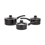 Radiant Essentials 3 Piece Saucepan Set Non-Stick In Black