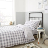 Little Bianca Fine Linens Bedroom Check And Stripe Fitted Sheet 25cm Depth Grey