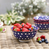 KitchenCraft Blue Floral Geometric Print Ceramic Bowls
