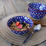 KitchenCraft Blue Floral Geometric Print Ceramic Bowls