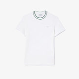 Lacoste Stretch Pique Stripe Collar T-Shirt in White