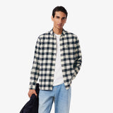 Lacose Regular Fit Plaid Check Flannel Shirt In White/Navy