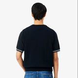 Lacoste Cotton Jacquard Sweater Vest In Noir