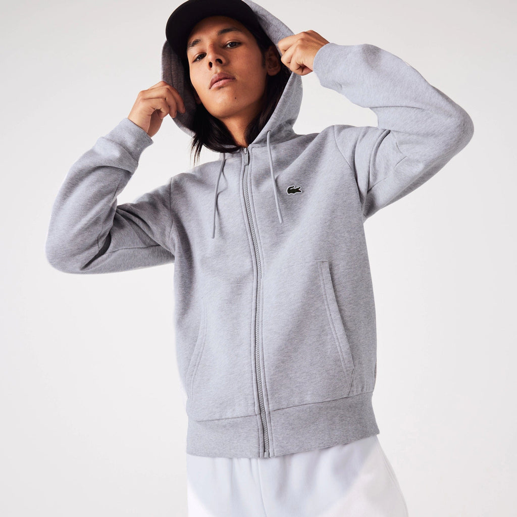 Lacoste Full Zip Hoodie Silver Chine