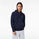Lacoste Kangaroo Pocket Fleece Zipped Sweatshirt Navy